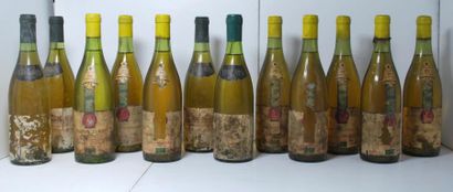 null Ensemble de 12 bouteilles comprenant :

- 6	 Puligny Montrachet				, 1971, 	Caves...