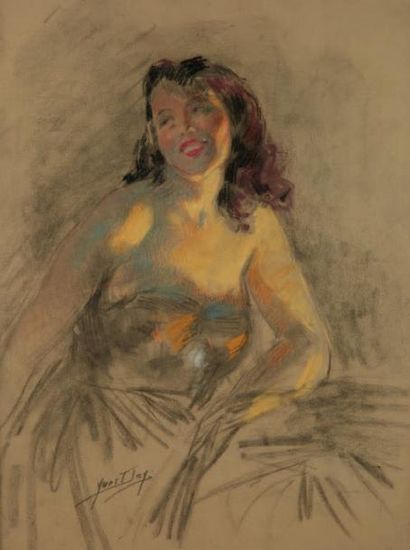 DIEY Yves (1892-1984) Sourire, Pastel sur papier beige, signé en bas à gauche.
Dim.:...