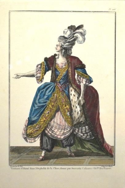 null Ensemble de quatre gravures : deux intérieurs de palais et deux de mode.

Dim....