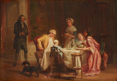 null Prudent Louis LERAY (1820-1879)

Déjeuner de famille.

Huile sur panneau signée...