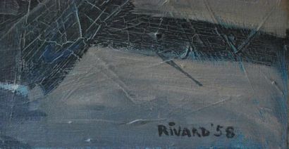 null Huile sur toile abstraite signée RIVARD 58. 

Dim. : 65 x 91,5 cm