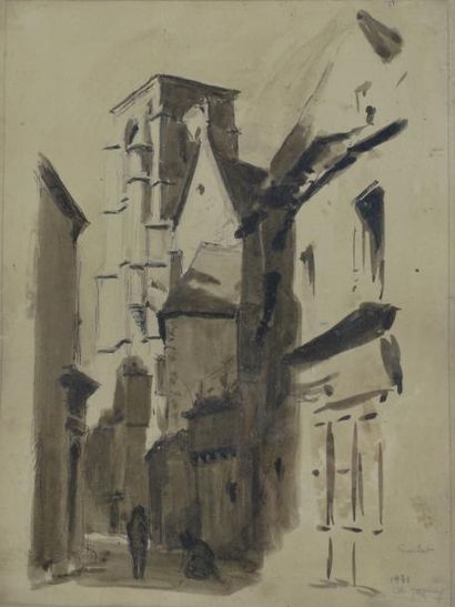 null Charles JAFFEUX (1902-1941)

Encre sur papier figurant une ruelle de Sarlat.

1931

Signée...