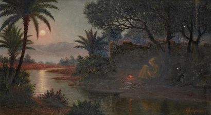 null Henri RICHEVILLAIN (XIX-XXe)

Oued au clair de lune

Huile sur toile signée...