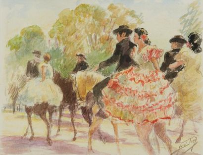 null DIEY Yves (1892-1984) Cavaliers espagnols, aquarelle, signée en bas à droite

Dim....