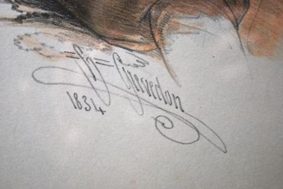 null Henri GREVEDON (1776-1860)

Jeune femme au chapeau.

Gravure aquarellée signée...