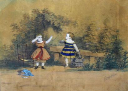 null Ernest RULLIER

Dessin figurant deux petites filles jouant dans un jardin.

Signé...