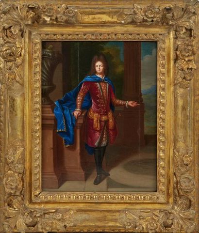 Attribué à Philippe VIGNON (1638-1701) 
Portrait de gentilhomme en pied dans une...
