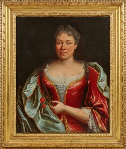 Ecole française du XVIIIe siècle 
Huile sur toile figurant un portrait de femme
Cadre...