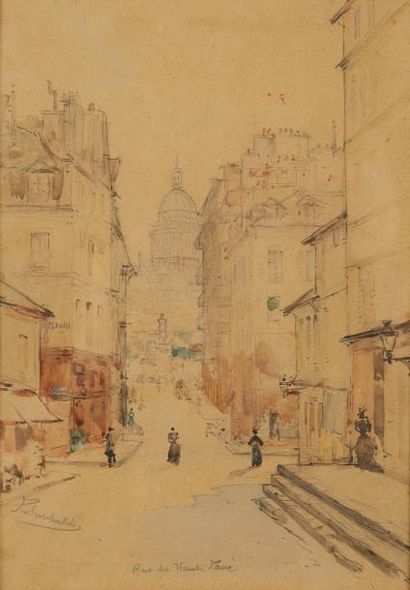 JEAN PAUL SINIBALDI (1857-1909) 
Rue du Haut Pavé et Vue de l'Institut de France.
Paire...