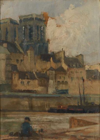Lucien FOURNET (1902-1975) 
Paris, les quais à Notre-Dame.
Huile sur carton signée.
Dim.:...