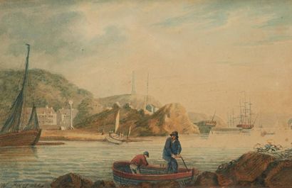 William Payne (1755-1830) 
L'obélisque et la maison du ferry à Mount Edgecombe. Vers...