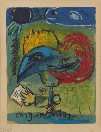Marc CHAGALL (1887-1985), d'après 
Le Coq
Lithographie couleur, numérotée 371/400
Dim.:...