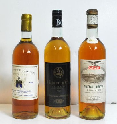 null Ensemble de trois bouteilles comprenant :

- Une bouteille de Prince d'Or, Sauternes...