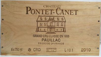 null Une caisse de six bouteilles, Chateau Pontet Canet, Pauillac, 5ème CC, 2010...