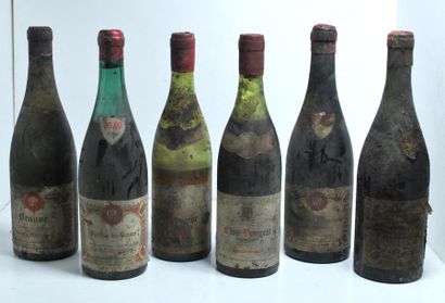 null Ensemble de 35 bouteilles de 1930 à 1950 dont Pommard, Clos Vougeot, Pouilly-Fuissé,...