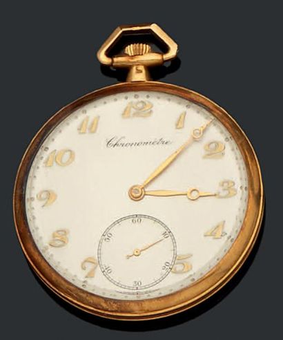 null Montre à gousset en or jaune 18K (750).
Marquée "Chronomètre" sur le cadran.
Début...