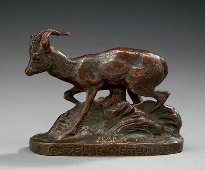 Antoine-Louis BARYE (1795-1875), d'après 
Gazelle d'Éthiopie.
Bronze, épreuve ancienne,...
