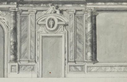 Ecole Italienne du XVIIIe siècle 
Projet de décoration
Plume, encre de Chine, lavis...
