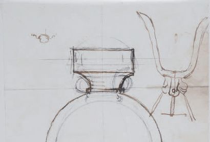 Luigi VALADIER (1726-1785) 
Cafetière du service Borghèse
Dessin à la mine de plomb...