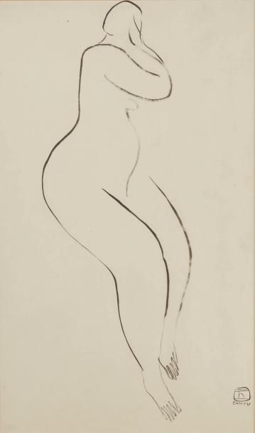 SANYU (1901-1966) 
Etude de nu feminin
Encre sur papier signée en bas à droite
Dim.:... Gazette Drouot