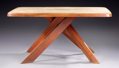 Pierre CHAPO (1927-1986) 
Table de repas modèle T35 dite "table à banc", structure...