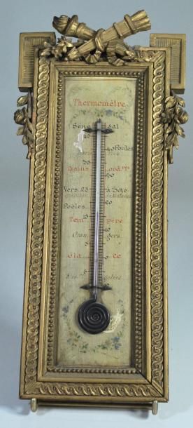 null Thermomètre en bois doré._x000D_

Epoque Louis XVI._x000D_

Dim. : 31 x 12 ...