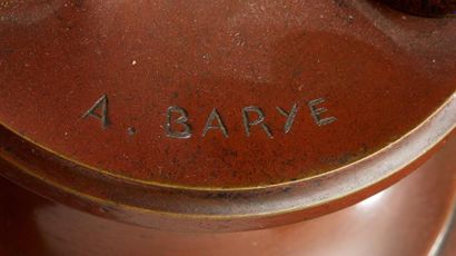 null Alfred Barye (1839-1882) : Rare statuette en bronze ciselé à patine médaille...