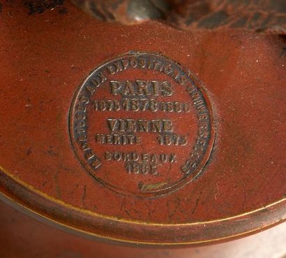 null Alfred Barye (1839-1882) : Rare statuette en bronze ciselé à patine médaille...