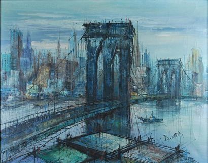 null Suzanne DUCHAMP (1889-1963)_x000D_

Le pont de Brooklyn_x000D_

Huile sur toile,...