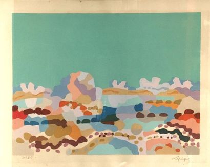 null Charles LAPICQUE (1898-1988)_x000D_

Lithographie figurant un paysage abstrait....