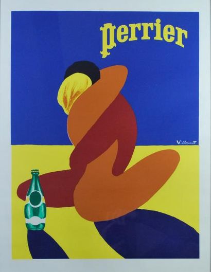 null VILLEMOT _x000D_

Affiche publicitaire perrier signée_x000D_

Dim. : 38 x 5...