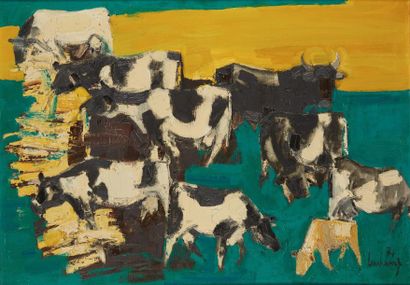 null Pierre LONGCHAMP (né en 1925)
Huile sur toile figurant un troupeau de vaches.
1971
Datée...