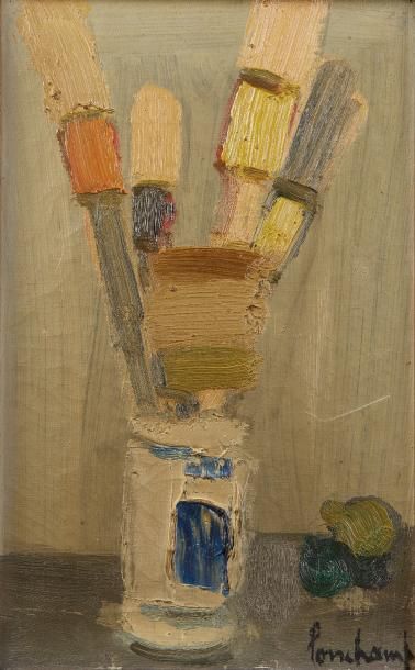 null Pierre LONGCHAMP (né en 1925)
"Pot à poils".
Huile sur toile signée en bas à...
