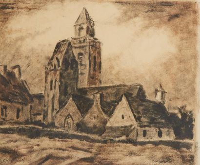 null Pierre CAMPAIN (1893-1967)
Eglise d'un village
Dessin signé en bas à gauche.
Dim....