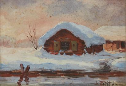 null Léon ZEYTLINE (1885-1962)
Paire d'huiles sur panneau figurant des maisons dans...