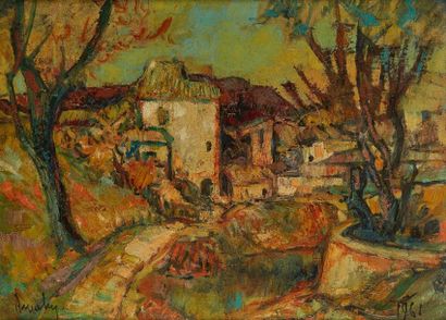 null Louis AMALVY (1918-2003) 
Huile sur toile figurant un paysage de l'Ardèche,...