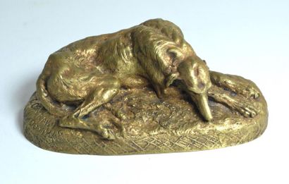 null Paul GAYRARD (1807-1855), d'après.
Lévrier couché
Bronze à patine brune, signé,...