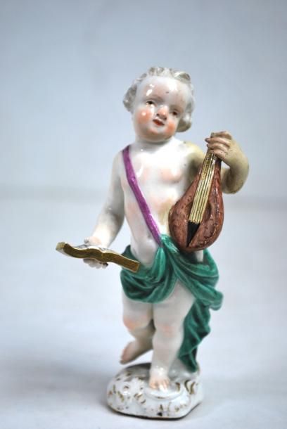 null Dans le goût de Meissen
Statuette en porcelaine figurant un enfant jouant du...