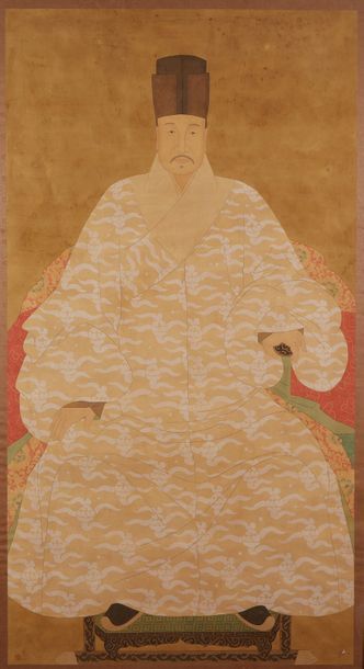 CHINE Portrait d'un ancêtre à l'encre et couleur sur soie.
Représentant un dignitaire...