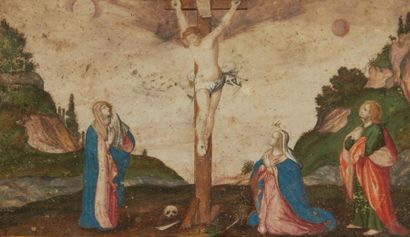 École FRANÇAISE du XVIIIe siècle Le Christ en croix
Gouache sur velin.
Dim.: 12 x...