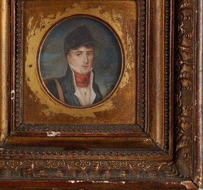 ÉCOLE FRANÇAISE VERS 1820 Portrait d'un garçon au chapeau noir
Portrait d'homme à...