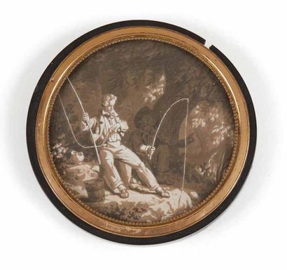 Auguste-Xavier LEPRINCE (1799-1826) Deux pêcheurs au bord d'une rivière
Miniature...