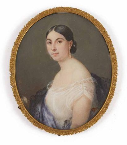 Jules VERNET (1792 ou 1795 - Paris, 13 mars 1843) Portrait de jeune femme en buste...