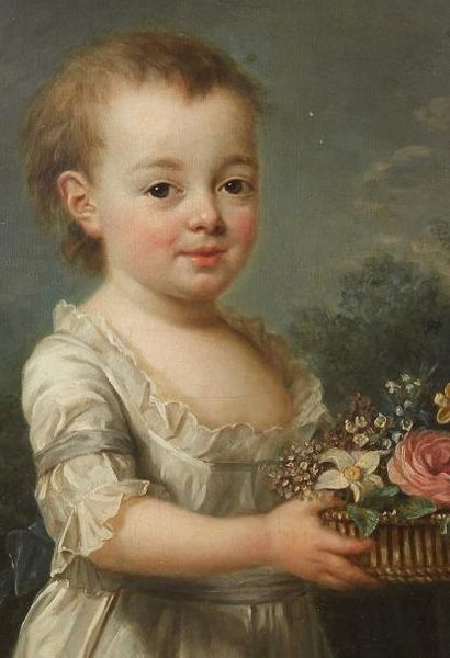 Louise Elisabeth VIGEE LEBRUN (Paris 1755 - 1842) Portrait de jeune enfant tenant...