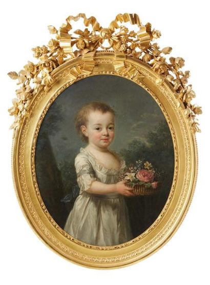 Louise Elisabeth VIGEE LEBRUN (Paris 1755 - 1842) Portrait de jeune enfant tenant...