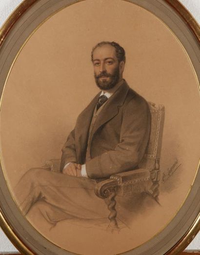 Athalante LEGRAND (Actif en France au XIXe siècle) Portrait d'homme assis
Crayon...