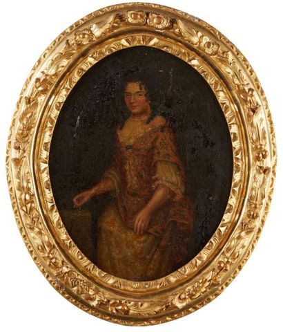 École FRANÇAISE du XVIIIe siècle Portrait de femme
Toile, ovale.
Dim.: 35 x 27 cm...