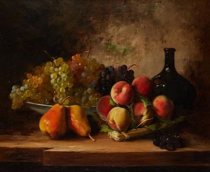 Alfred Arthur BRUNEL DE NEUVILLE (1852-1941) Natures mortes aux fruits et aux fruits...