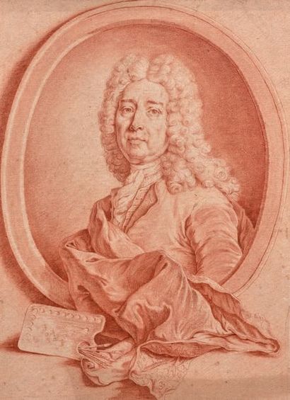 Ecole française du XVIIIe siècle, KESHAMER Portrait du peintre
Largillière en buste.
Sanguine...
