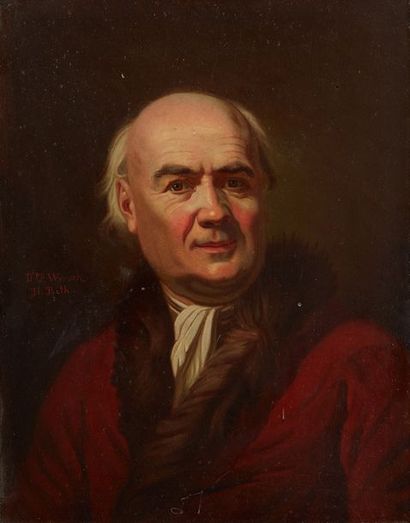 RITH Hippolyte (XIX), d'après WIPSEK 
Huile sur panneau, portrait d'un homme au foulard...